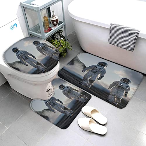 Zifarm Badematte rutschfeste 50x80 cm Astronaut Raumfahrer Badvorleger-Set 3D Universum Galaxie Mikrofaser Flanell… – Bild 5