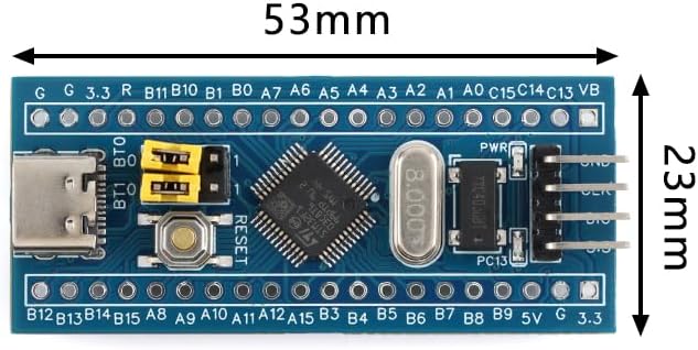 2Pcs STM32F103C8T6 Microcontroller Development Board, ARM Cortex-M3, Type-C Interface, 72MHz, 64KB RAM, 20 GPIO Pins