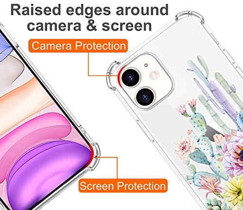 IiEXCEL iPhone 12 Case Cactus, iPhone 12 Pro Case Cactus, Prickly Pear Succulent Plants Clear Flexible TPU Bumper Protective Cover Case for iPhone 12 Pro/iPhone 12 5G 2020 6.1inch - Cactus