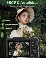 Digitalkamera 4K 64MP Kamera Fotokamera mit 3.0'' 180° Flip-Bildschirm – Ansicht 2