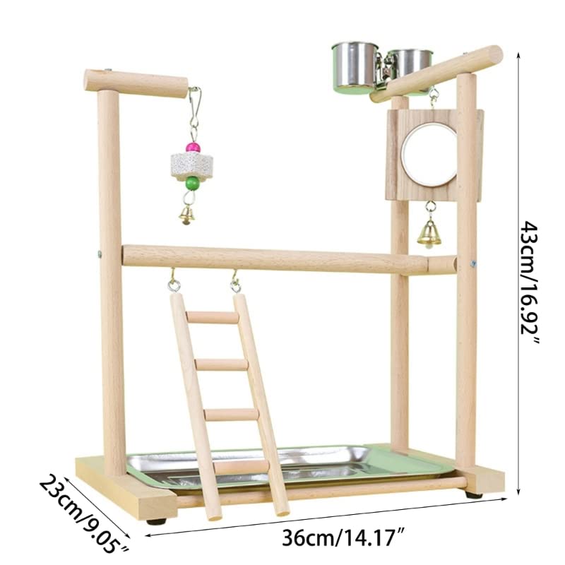 Percha para pájaros Soporte de Percha for pájaros, Soporte Juegos for Loros con Espejo Escalera, Juguete for Masticar y Tazas alimentación