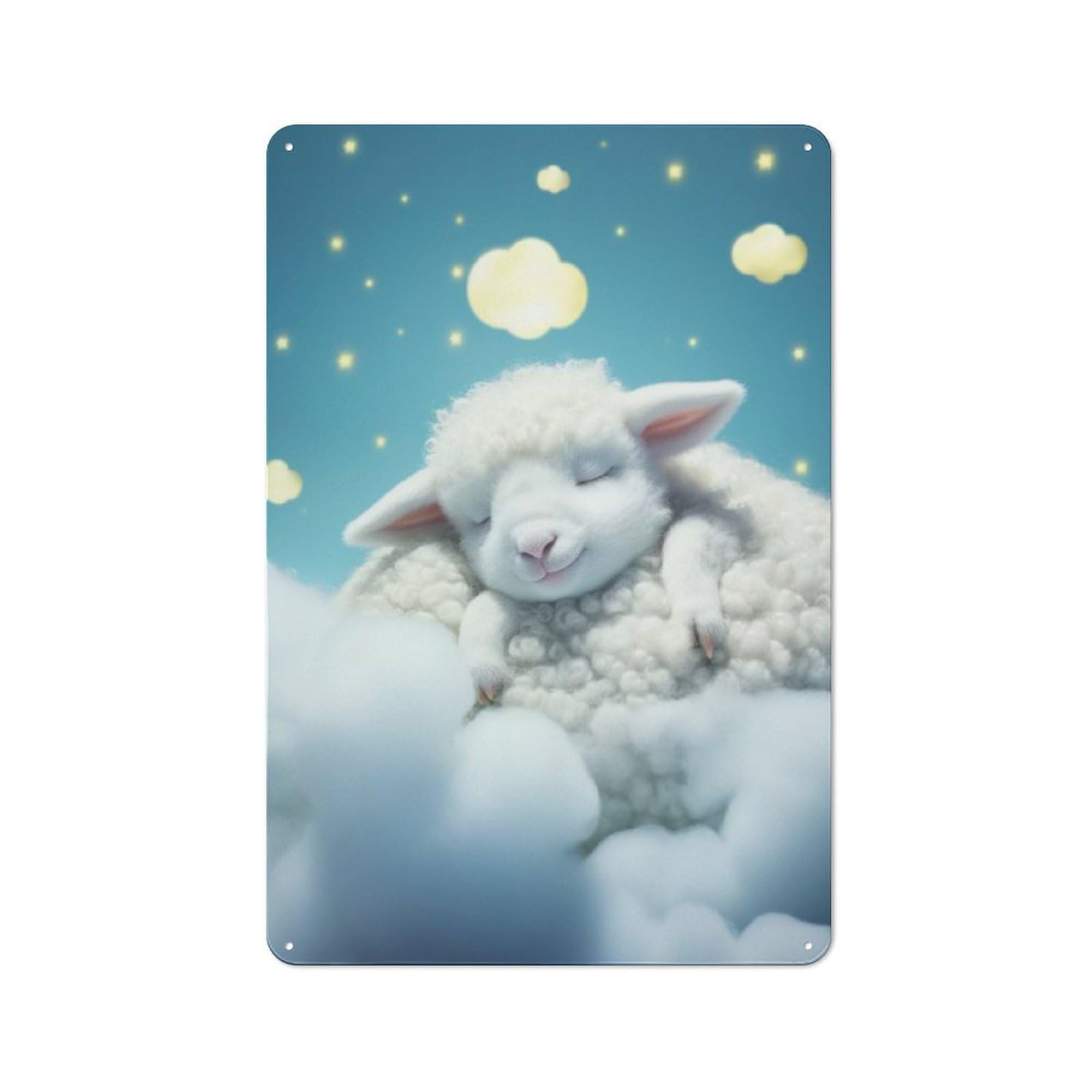 Junmoney Style-24 Classic Vintage Metal Sign 30X20cm Featuring Sleeping Lamb On Clouds, Classic Pub Decor For Bar, Kitchen, Garage Or Games Room