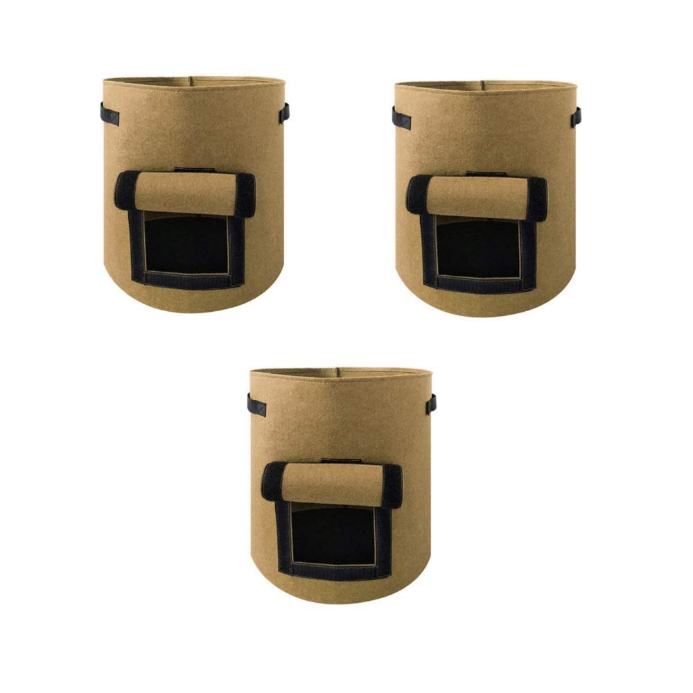 Lot de 3 sacs de plantation pour pommes de terre Kaki 37 l