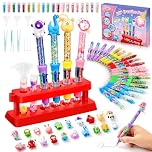 Bridokit Pen Making Kit for Kids, Make Your Own 20 Pcs Personalised Sparkly Pens with 20 Kinds of Decorations, Creative Arts and Craft Kits for Kids Girls Age 5 6 7 8 9 10 11 12,Girls Gifts Toys