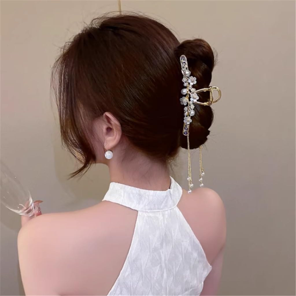 JFDBGU Clip for afferrare la Nappa con Perla in Metallo Stile Antico, Grande Clip for Capelli con Cucchiaio for Cervello, Clip for squalo Femmina