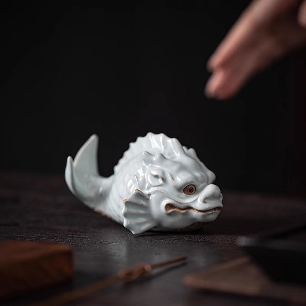 Ręcznie robiona statuetka herbata zwierzę domowe kreatywna fortuna karp przekształcony w smoka herbatę zwierzę domowe taca na herbatę dekoracja ozdoby stolik herbaciany akcesoria dla zwierząt