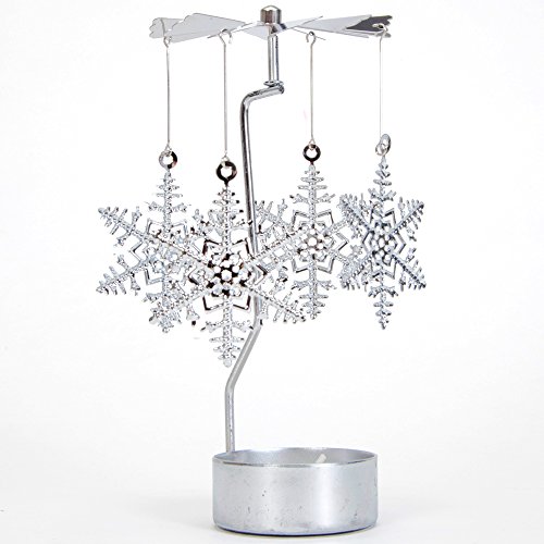 Bits And Pieces - 5 Inch Rotating Snowflake Tealight Candle Holder - Spinning Scandinavian Design Tea Light #TOP3