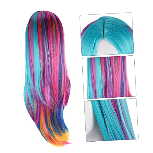 KALLORY Peruca Colorida Perucas Retas Traje Roleplay Perucas Coloridas Para Peruca Parte Do Meio Per