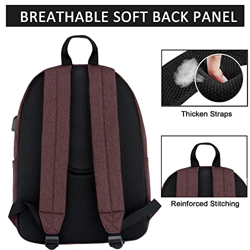 Image of SUPACOOL Casual Laptop Backpack for Men and Women, Backpack for College, USB Charging Port, Lightweight Pack Back(Coffee)