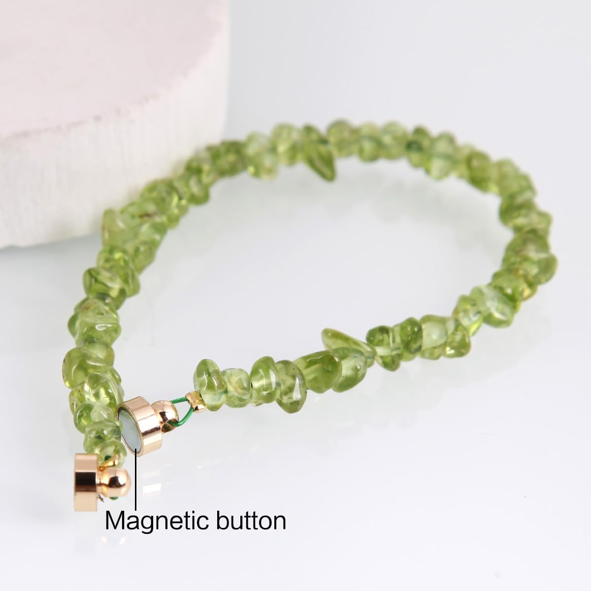 Natural gemstone Green peridot bracelet Ladies' fashion bracelet Natural gemstone rough stone Magnetic chain buckle - Image 5