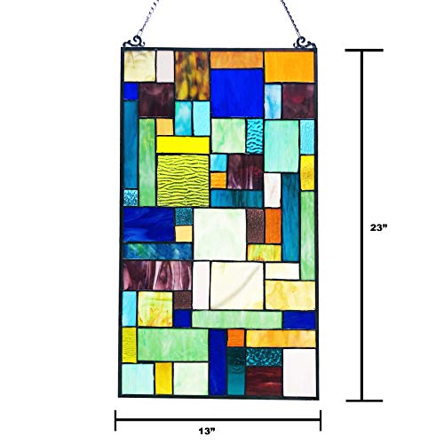 Chloe Lighting Rosalinda Tiffany-Style Geometric 23" Height Stained Glass Window Panel, Multi-Colored #TOP2