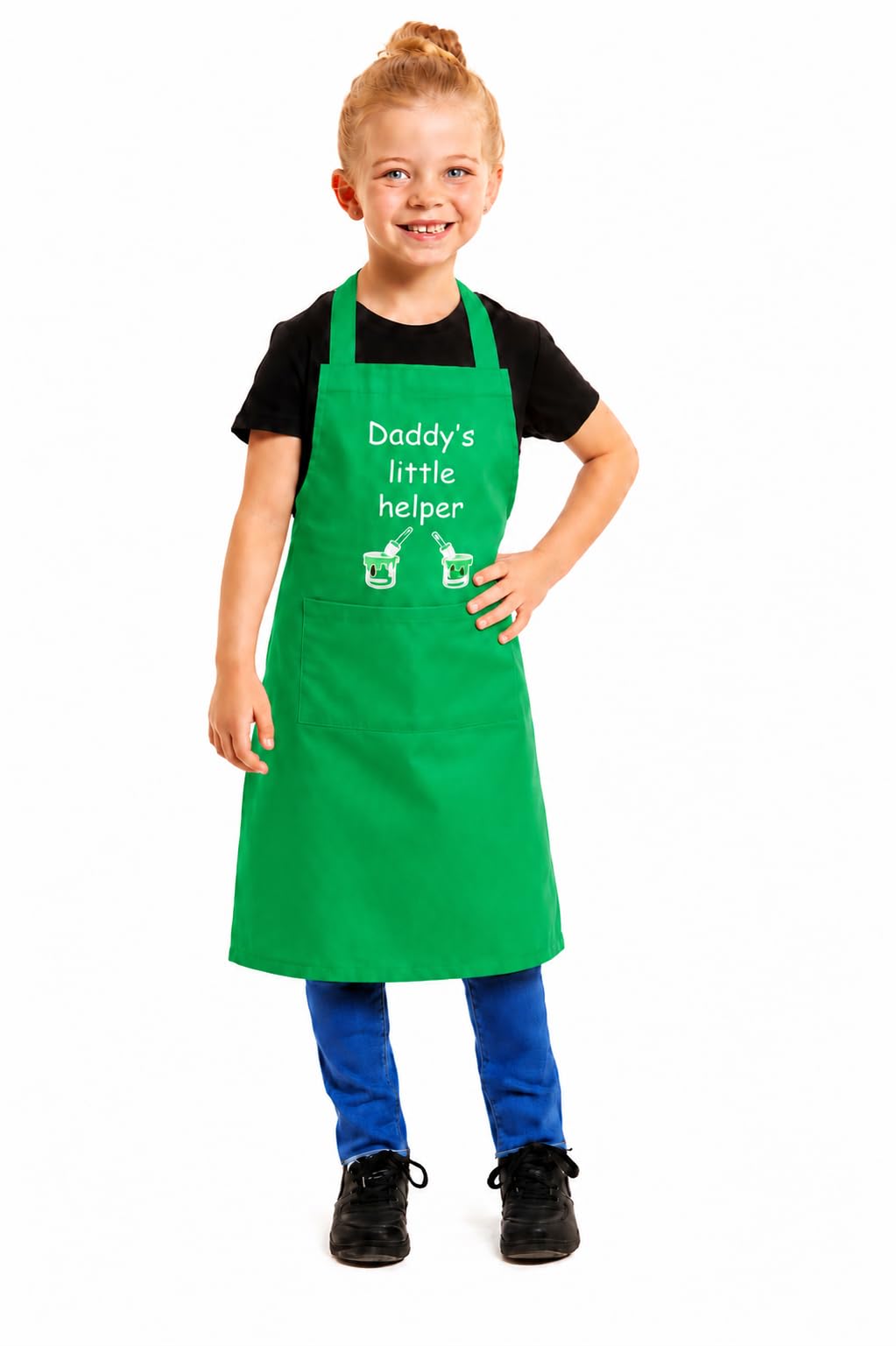 Tesmark Daddy's Little Helper Apron for Kids Ideal for Cooking Baking Painting Pottery Drawing Culinary Kitchen and Craft Activities Perfect for Junior Artists and Chefs (Green)