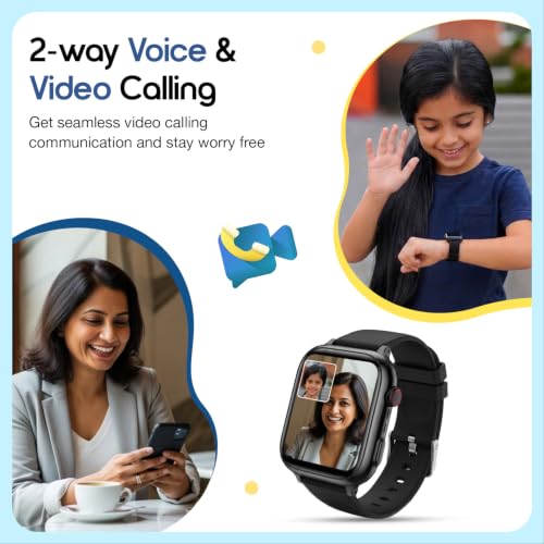 Image of sekyo 4G Smart Watch for Kids | AI Learning Coach, Whatsapp, Video Calling, GPS Tracker, Health Monitoring, Habit Coach| Edu-Games, Step Count (Black, Neo Ai)