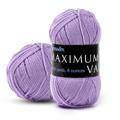 Image of Mary Maxim Maximum Value Acrylic Yarn for Crocheting and Knitting, Soft Worsted Weight Yarn 4, Ideal for Blankets, Sweaters, Hats, and Scarves, 8 oz Skein (474 Yds), Light Violet - 1 Skein.