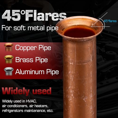 wutapao 5 in 1 HVAC Flaring Tool Kit for 1/4\" to 3/4\" Copper Tubing - 45° Eccentric Single Flare Tool with Pipe Cutter, Deburrer for Refrigeration, AC Repair & Installation