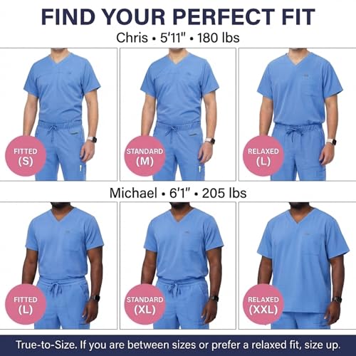 MediChic Men’s Scrub Set – Stretch V-Neck Scrub Top & 7-Pocket Jogger Pants, 4-Way Stretch Flex Medical Uniform Workwear, Ceil Medium by MediChic - Used condition - Image 6