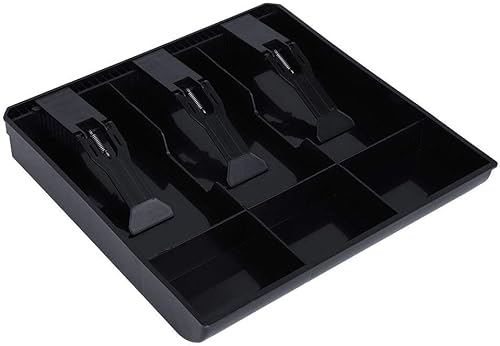 Miniatura 2 de Caja de almacenamiento para cajón, caja registradora de efectivo, 3 facturas, 3 monedas, caja de almacenamiento de dinero (negro)