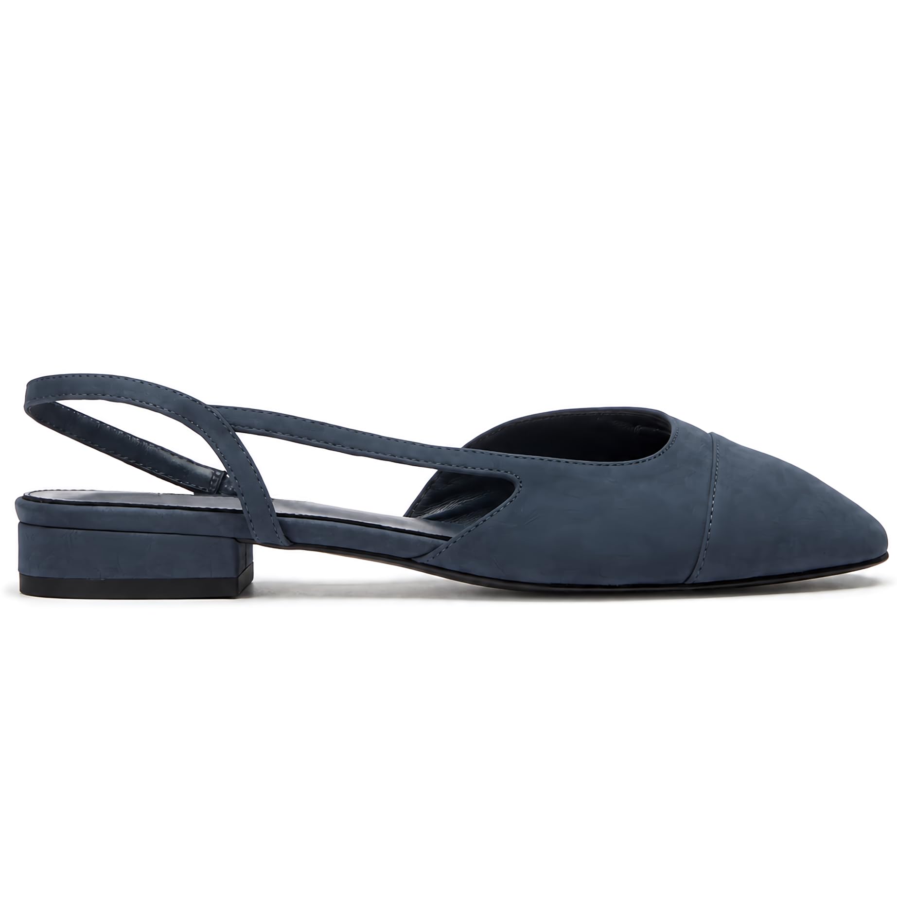 Oakmoo Women Cap Toe Slingback Flats Two Tone Round Toe Low Heel Shoes 7.5 Navy