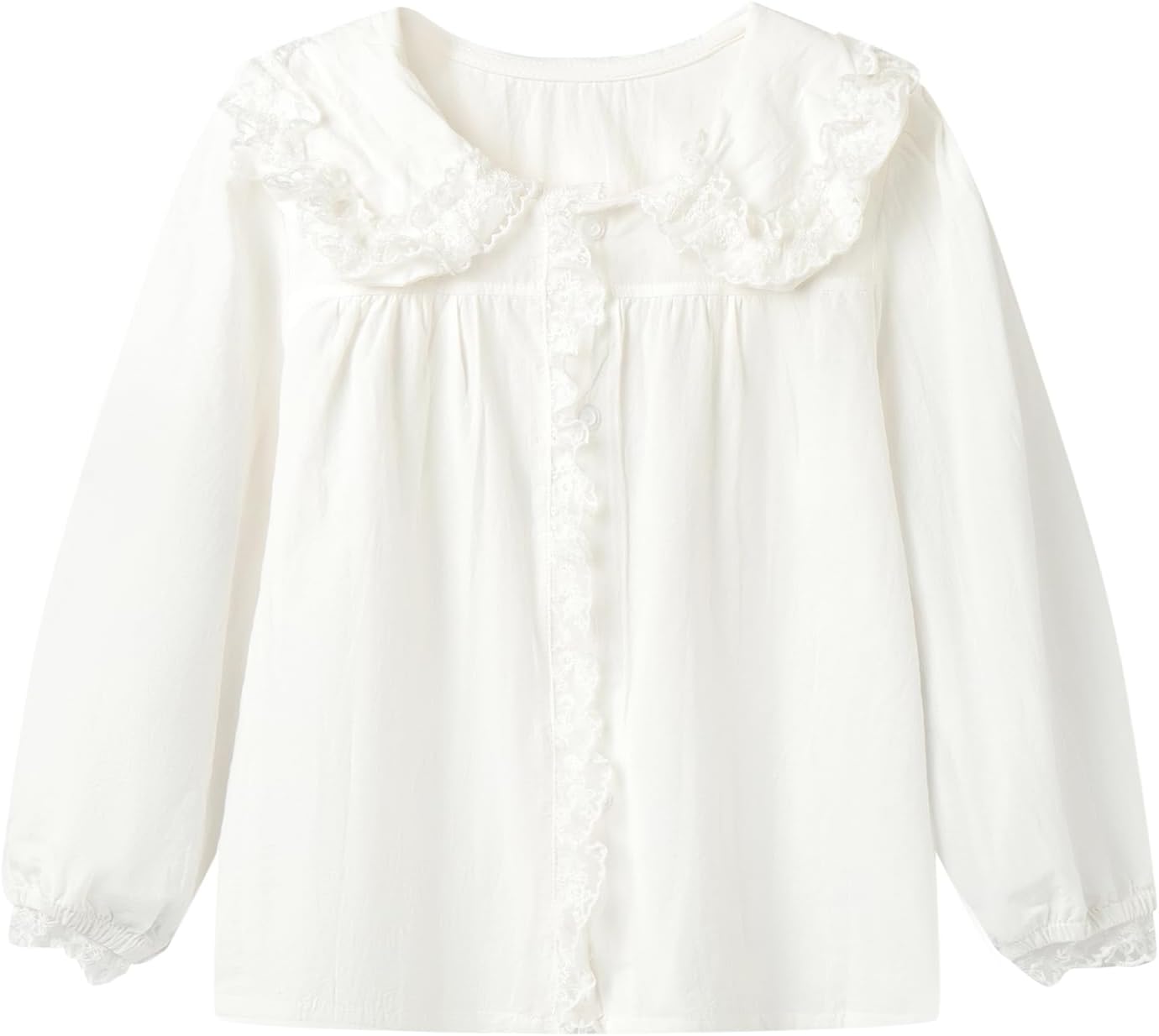 Mud Kingdom Little Girls Lace Shirt Button Down Blouse Peter Pan Collar Long Sleeve Casual