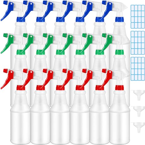 Yinder 18 Pcs 16 Oz Plastic Spray Bottle Bulk for Cleaning,Red...