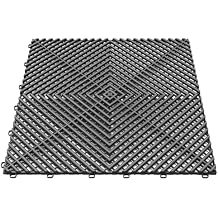 25PCS|15.7"x15.7" Garage Flooring Tiles, Non-Slip Interlocking Plastic Garage Floor Mat, Garage Organization & Garage Storage, Vented Pattern Black