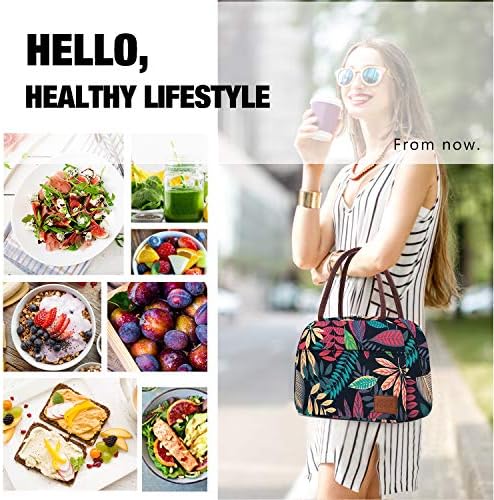 Moyad Lunch Bags for Women Insulated Lunch Box Cooler Bag Lunch Thermal Lunch Organizer Large Capacity Lunch Tote Bag Wide Open for Men Girls Kids Outdoor Picnic Work, Leaves