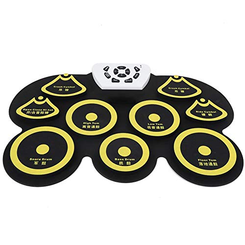 Electronic Drum Roll Up, tragbares Roll Up Drum Kit Silikon USB Desktop Interessantes Set mit 1 USB-Kabel 2 Drumsticks 2 Pedalen(Gelb) - Image 3
