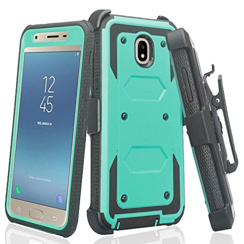 Galaxy J7 Star Case,J7 Crown Case,J7v 2nd Gen,J7 2018,J7 Refine Case Belt Clip Holster Kickstand Shock Proof [Built in Screen Protector] Phone Case Compatible for Samsung Galaxy J7 Crown Cases - Teal