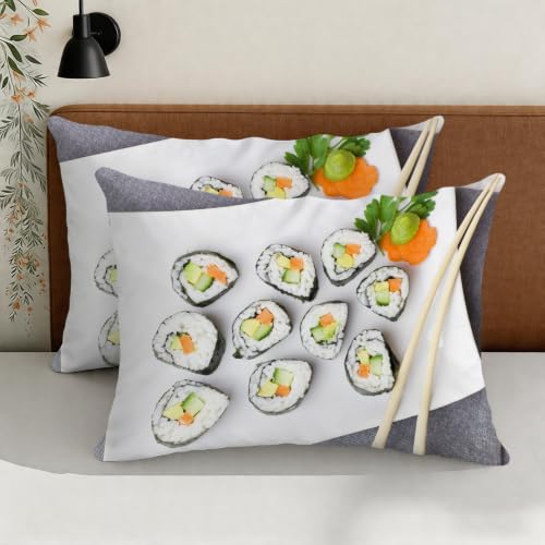 Housse de couette 200x200 sushi parure de lit microfibre facile à laver sans repassage