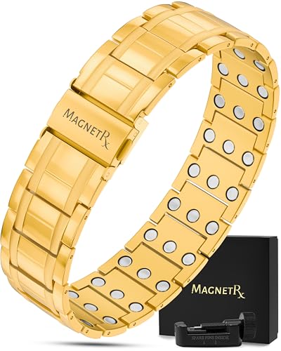 Image of MagnetRX 3X Strength Titanium Magnetic Bracelet - Magnetic Bracelets for Men - Premium Fold-Over Clasp and Adjustable Length with Sizing Tool
