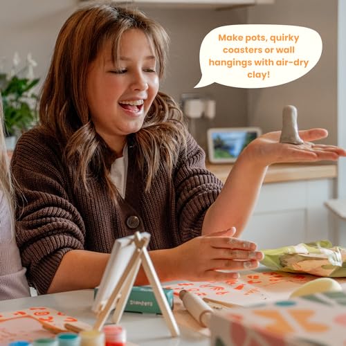 Image of Sculpd - The Original Kids Pottery Kit, Air-Dry Clay Starter Kit for Kids Age 4 to 6, Air Dry Clay with 10 Colour Paint Set, Paintbrushes, Tool Set, Alphabet Stampers, Sponge and Step-by-Step Guide