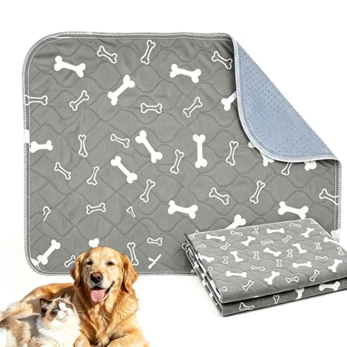 Puppy Pee Pads with Pheromones Forever Pad Washable Pee Pads for Dogs Reusable Dog Pee Pads Waterproof Leakproof Training Pad Non-Slip Base for Household Use(Gray S:23.6*15.7in)