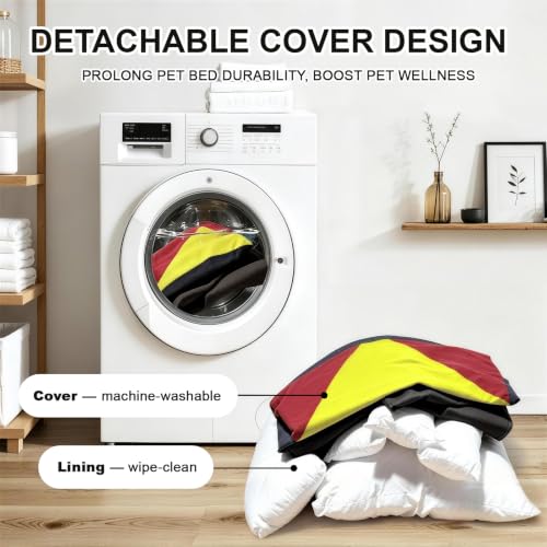 Image of Canvas Dog Bed, Cotton Dog Beds Large Sized Dog, Orthopedic Bed with Washable Removable Cover, Durable 290 GSM Cotton Anti-chewing Pet Bed with Anti-Slip Bottom (38 inchx30 inchx12 inch, Red&Yellow&Green)