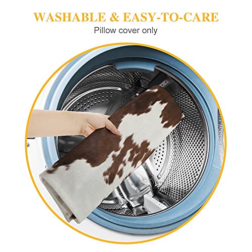 Cow Print Throw Pillow Covers 2 Pcs Cowhide Pillow case 18x18 inch Farmhouse Pillows Decorative Cushion Cover for Home Couch Bed Sofa - Image 7