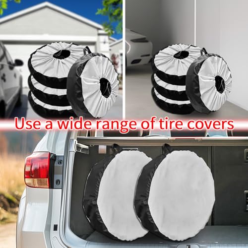 Image of Bilisin 600D Oxford Spare Tire Covers with Handle,Dustproof Wheel Protector, Waterproof Tire Storage Bag for Trailer, Truck, SUV, Tan，Jeep Universal Fits Tire Diameter 21-25.6 Inch