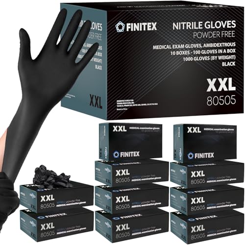 Image of Black Nitrile Disposable Medical Exam 5mil Latex-Free Cleaning Food Gloves | Powder-free, Latex-free, Medical-grade,Food-grade,Industrial-grade,Black,Thick,Comfortable fit,Examination,Food,Cleaning,Case