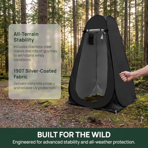 Pop-Up Privacy Tent Tienda de Ducha Portátil Camping Tienda para Baño Exterior Cambiador de Ropa Refugio de Privacidad Instantáneo Extra-Alto, UPF 50+, Impermeable miniatura 5