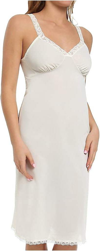 Shadowline Stretch Lace Strap Full Slip, 28" Ivory, Size 44