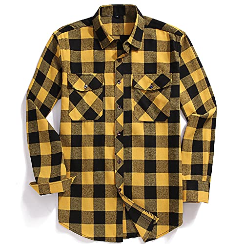 Flannel Plaid Shirt for Men - Regular-Fit Long-Sleeved Casual Button-Down Shirt2