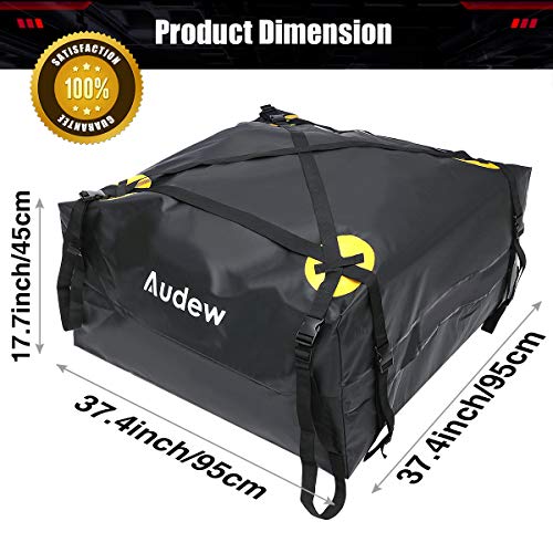 Audew Roof Top Cargo Carrier, Outdoor Waterproof Rooftop Cargo Bag for All Vehicles, Travel Luggage Rack Bag for Summer Camping Road Trip (15 Cubic Feet)