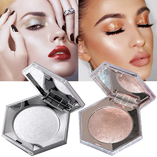 Face Highlighter Body Highlighters Facial Palette Kit Zcmn Shimmer Glitter Highlight Contouring Palette Natural Nude Shiny Contour Highlight Makeup Illuminator Highlighter Concealer Palette(Silver & Peach Gold) #TOP1