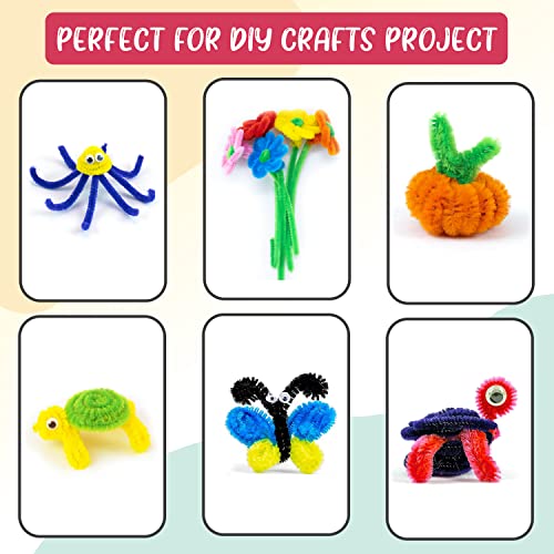 Wateza [Pack Of 460] 360 Pipe Cleaners+100 Googly Eyes | Vibrant Assorted 30 Colors Of Craft Chenille Stems - Multicolor Pipe Cleaners Craft Supplies For Diy Arts, And Home & School Crafts Projects #TOP6
