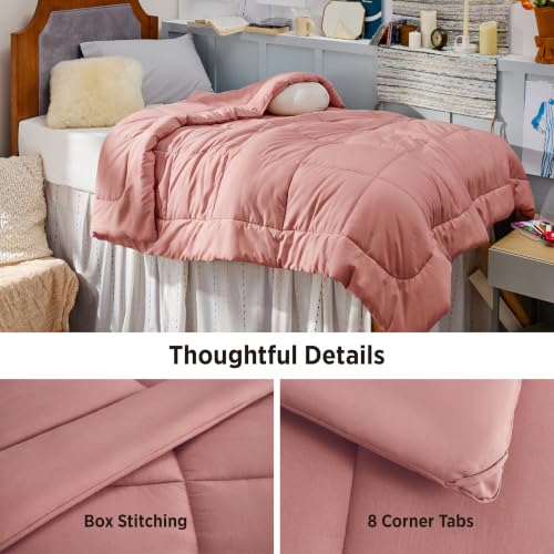 Image of Bedsure Comforter Duvet Insert - Quilted Comforters Twin XL Size, All Season Duvet, GentleSoft Down Alternative Bedding Blanket, with 8 Tabs, Gifts for Women /Men, Dusty Pink, Twin XL 92 x 68 Inches