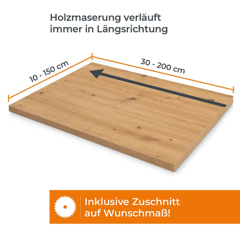 Spanplatte nach Maß - 3,8 cm stark, melaminbeschichtet, mit ABS-Kante - Made in Germany - für Möbel- und Innenausbau (Artisan Eiche, 60 x 60 cm)