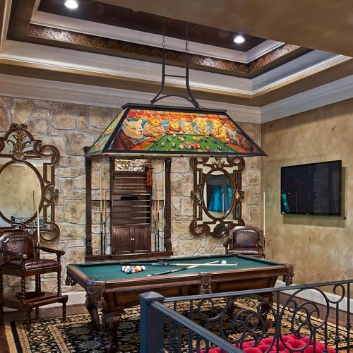 TOCHIC Tiffany Pool Table Light, 3-Light Vintage Billiard Table Light for 7' 8' Table, Rustic Billiard Island Chandelier for Game Room, Kitchen Island, Dining Room, Cabin - Image 7