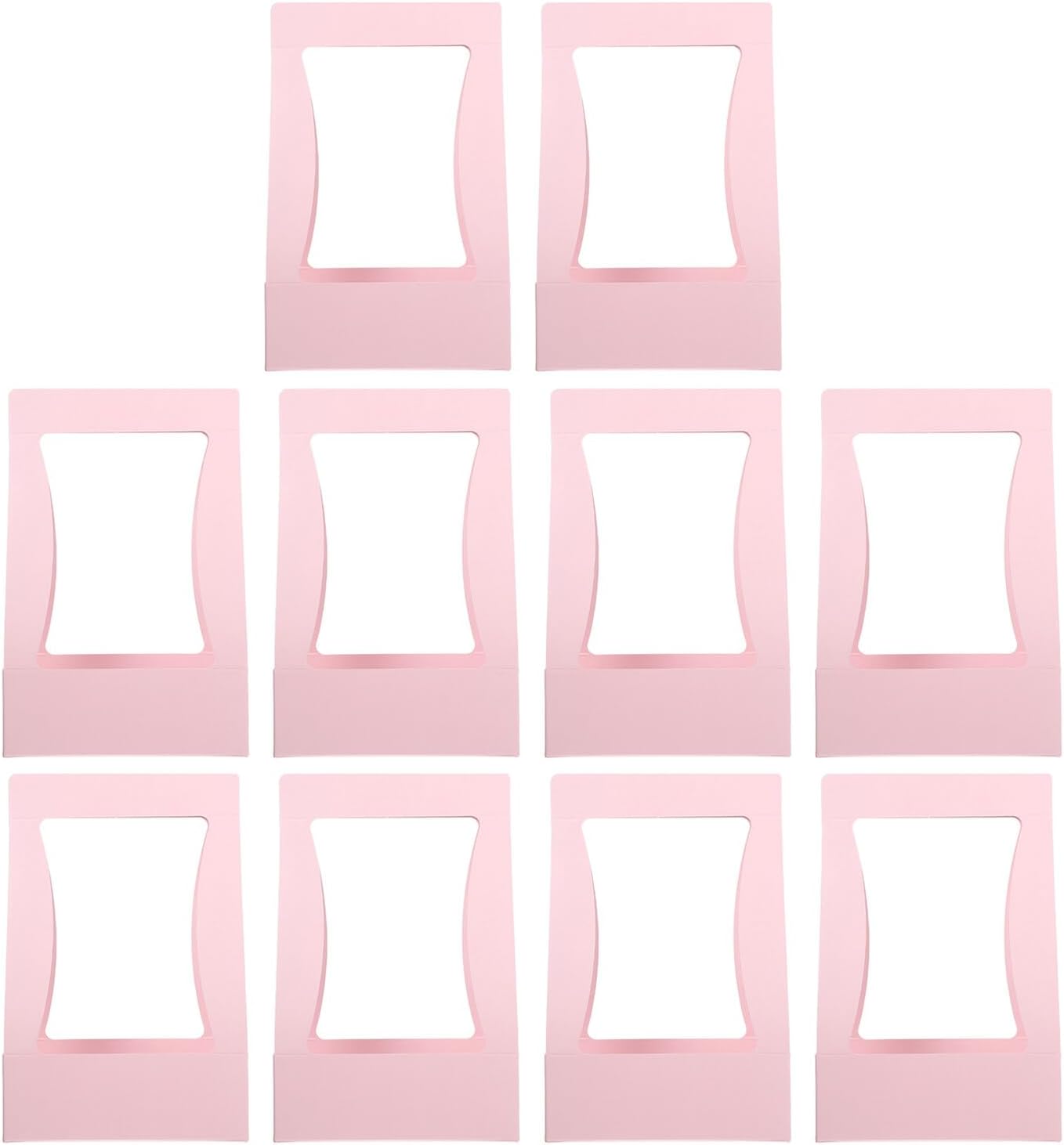 TOVINANNA 10pcs Paper Folding Flower Boxes Bouquet Packaging Handheld Floral Box with Handle Pink Foldable Florist Carrying Bag for Wedding Birthday Party