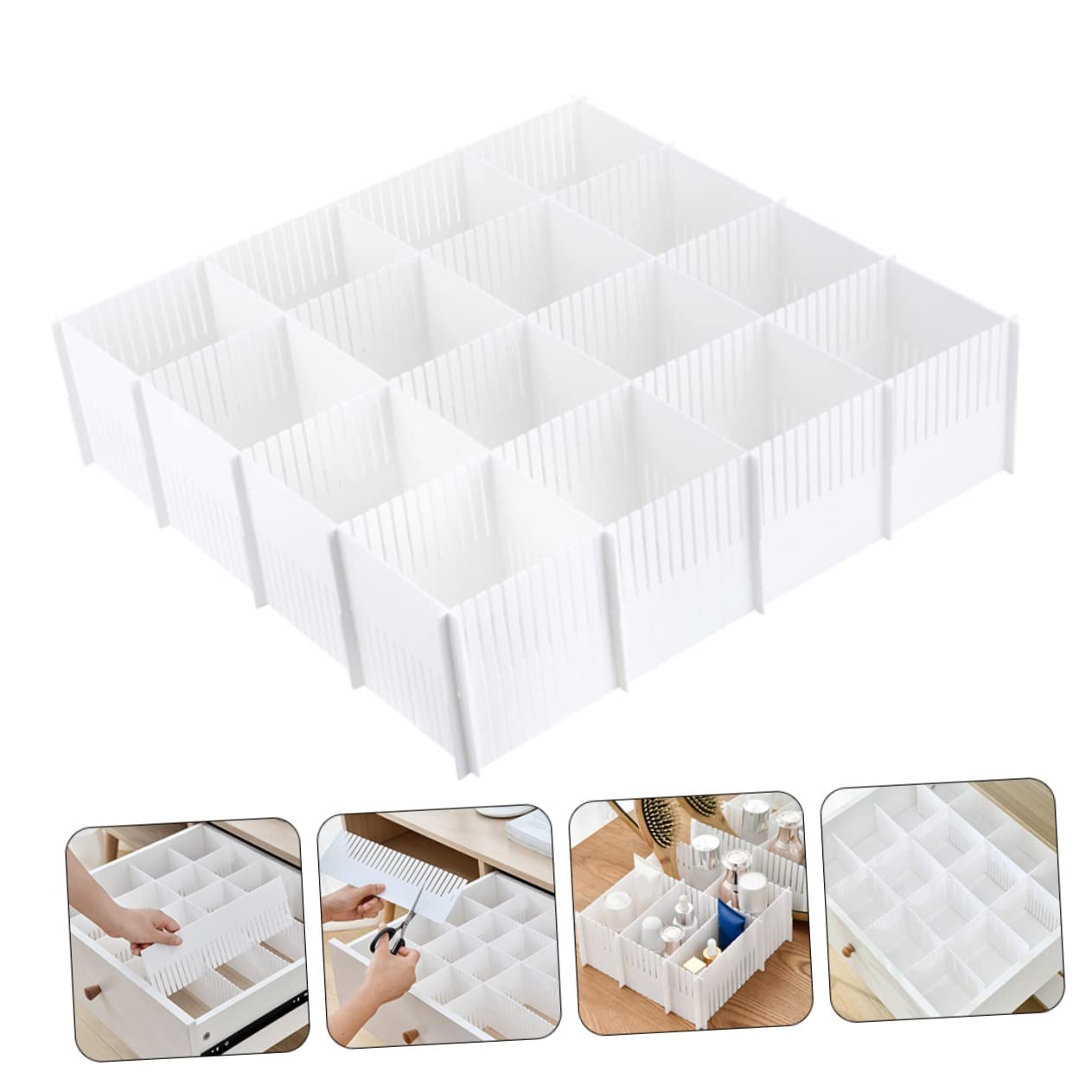 Divisori e Stoccaggio Ordinato Bianco 10 Pezzi per Cassetti in Plastica Organizzatore Combinazione Libera per Armadio e Calzini per Casa