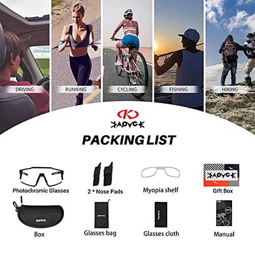 Kapvoe Photochromic Cycling Glasses Mtb Clear Mountain Bike Transition Bicycle Sunglasses For Men Women #TOP6