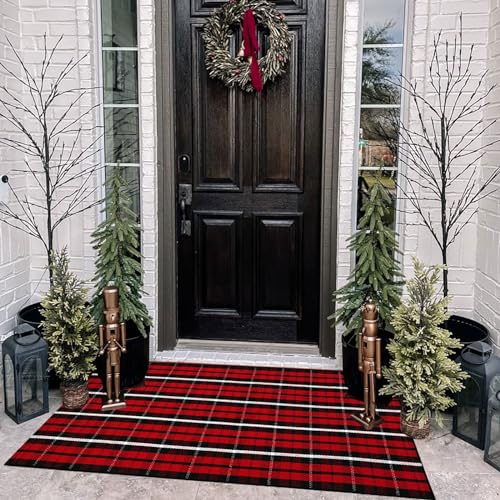 Christmas Plaid Outdoor Rug, 2'4