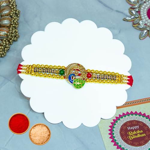 Image of Canton Rakhi For Brother With Chocolate Gift Hamper, Rakhi With Chocolate Gift Pack, Pack of 1 Designer Rakhi For brother (Design-21)